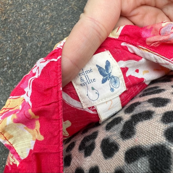 ❤️ Anthropologie Edme & Esyllte Red Floral Sleeveless Ruffle Blouse Small ❤️ - Picture 4 of 5